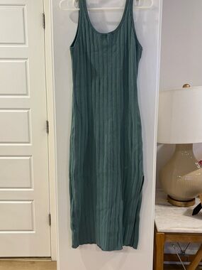 Abercrombie & Fitch Sleeveless Ribbed Maxi Dress in Teal Green